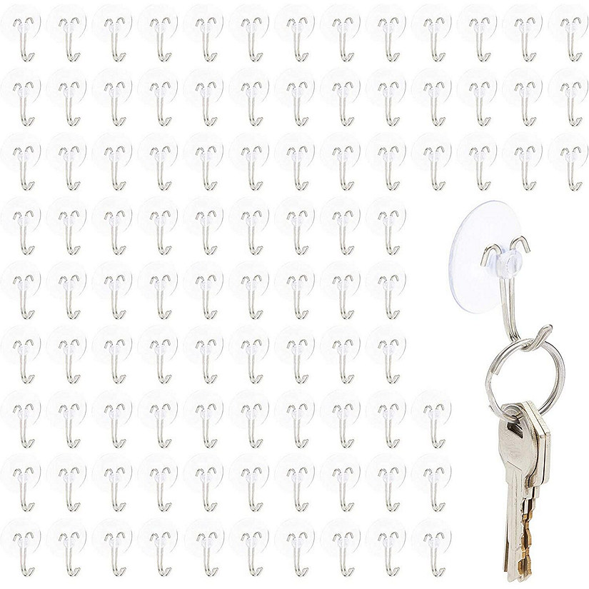 100 Pack Mini Clear Shower Suction Cup Hooks, 0.19 in, 30 mm Image