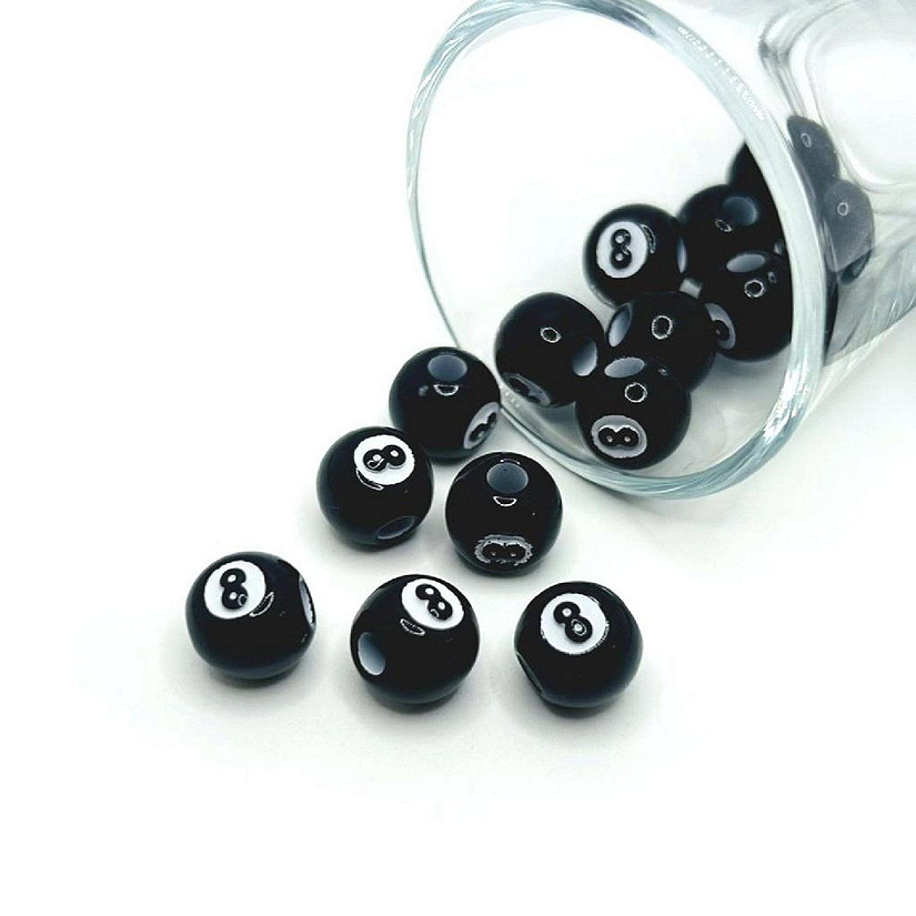 100 Pcs 8 Ball Pool Beads Image