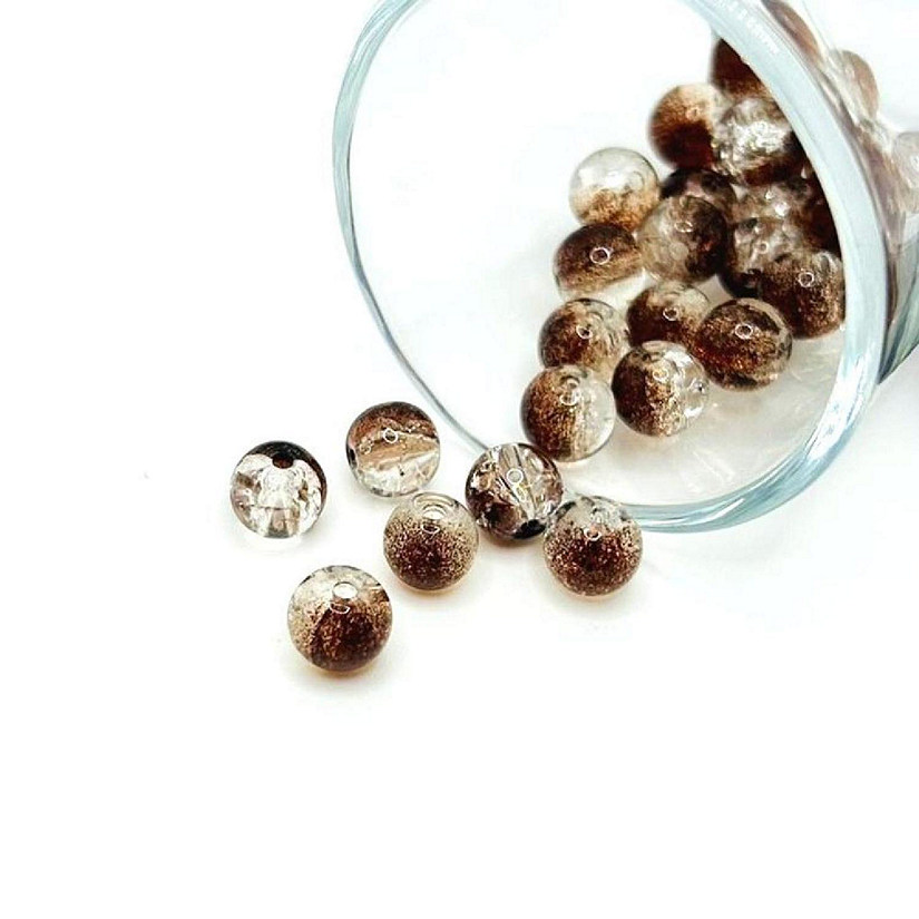 100 pcs 8mm Brown Crackle Glass Beads Image