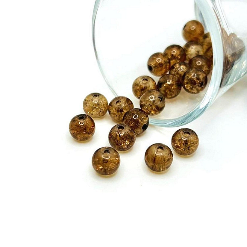 100 pcs 8mm Brown Crackle Glass Beads Image