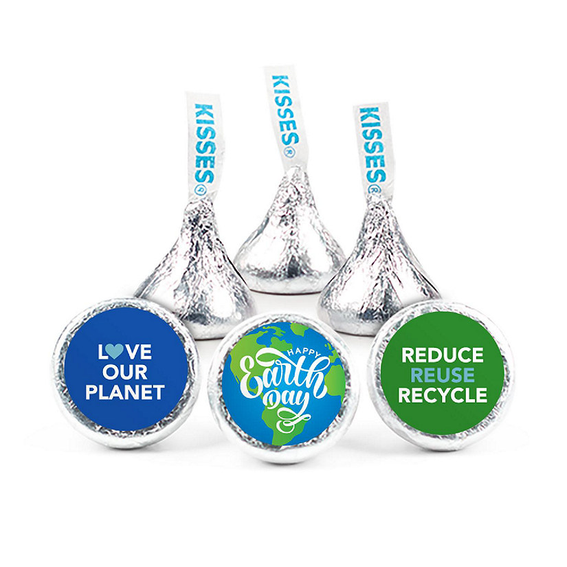 100 Pcs Earth Day Candy Hershey's Kisses Milk Chocolate Party Favors (1lb, Approx. 100 Pcs) - No Assembly Required - By Just Candy Image