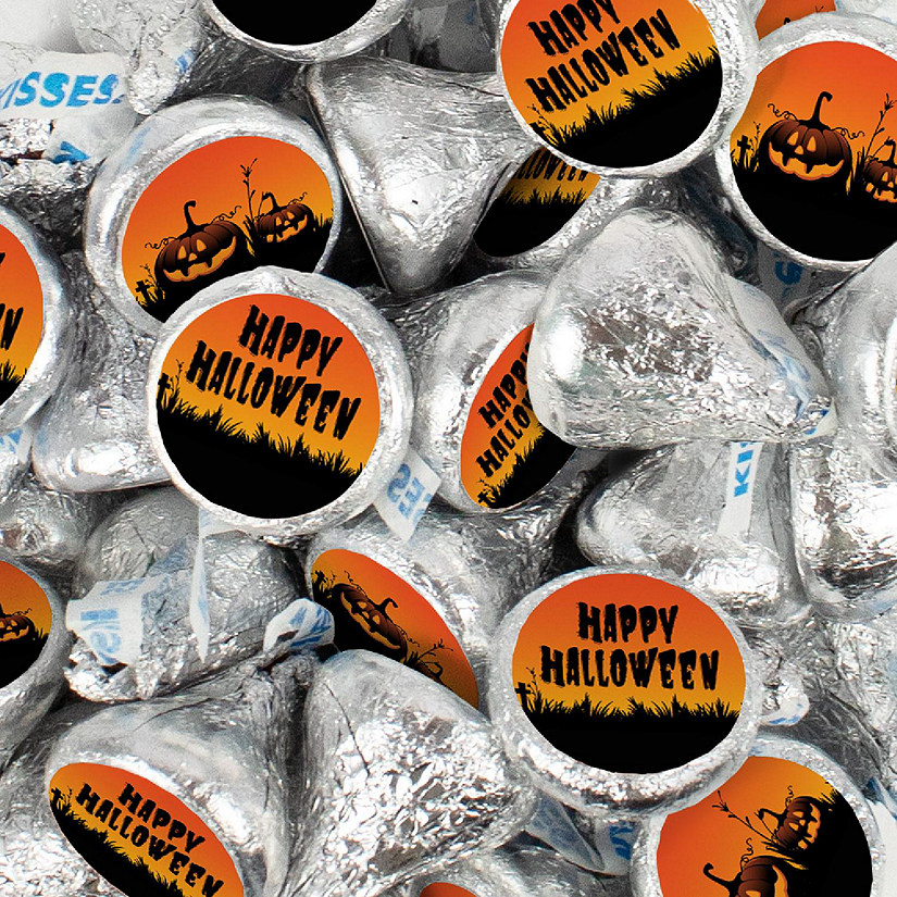 100 Pcs Halloween Party Candy Chocolate Hershey's Kisses (1lb) - Pumpkins Image
