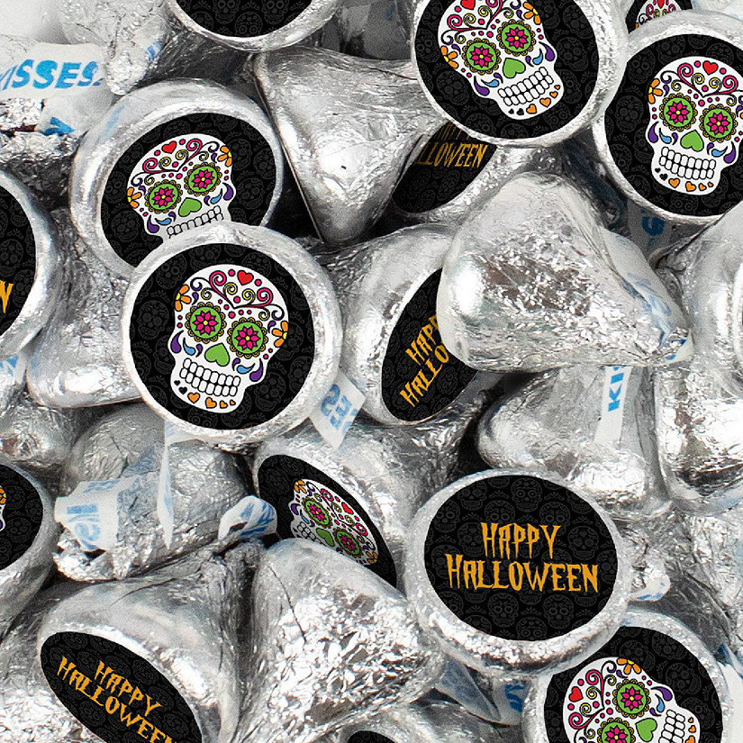 100 Pcs Halloween Party Candy Chocolate Hershey's Kisses (1lb) - Sugar Skulls Image