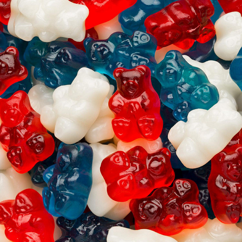 100 Pcs Patriotic Candy Red, White, and Blue Freedom Gummi Bears (1 lb) - 4th of July Image