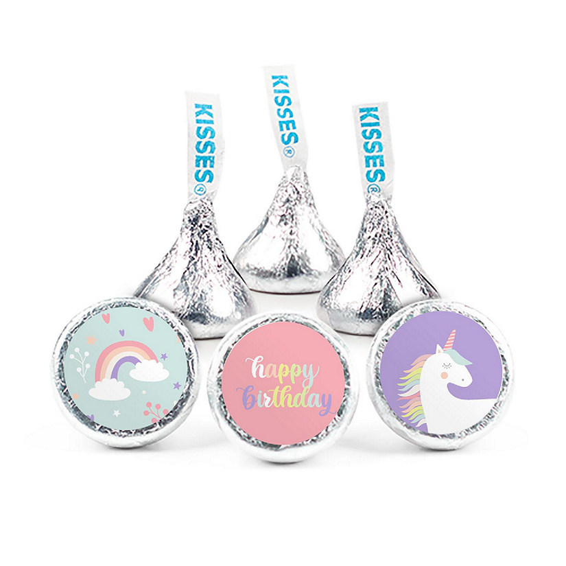 100 Pcs Unicorn Kid's Birthday Candy Party Favors Hershey's Kisses Milk Chocolate (1lb, Approx. 100 Pcs) - No Assembly Required - By Just Candy Image