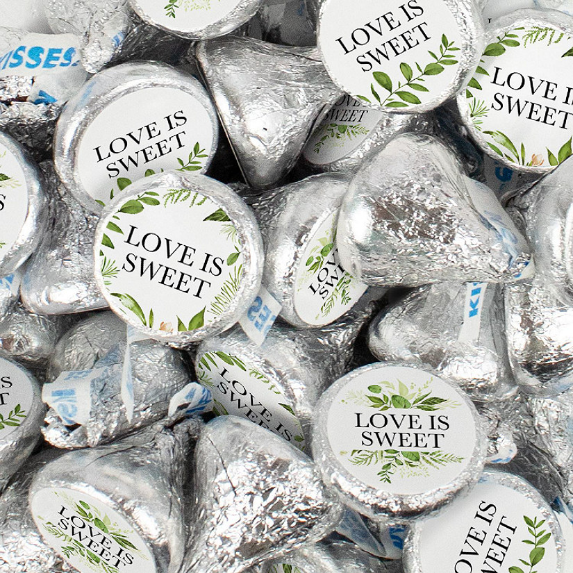 100 Pcs Wedding Candy Party Favors Milk Chocolate Hershey's Kisses with Stickers - Botanical Image