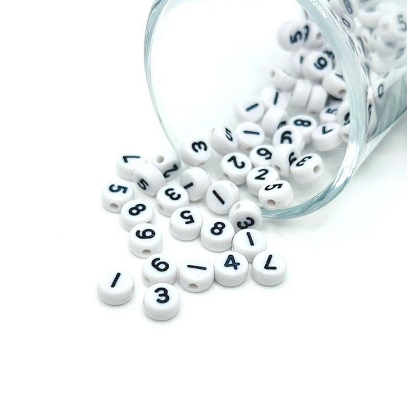 100 Pcs White and Black Number Beads Image