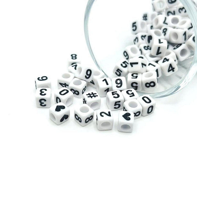 100 Pcs White and Black Number Beads Image