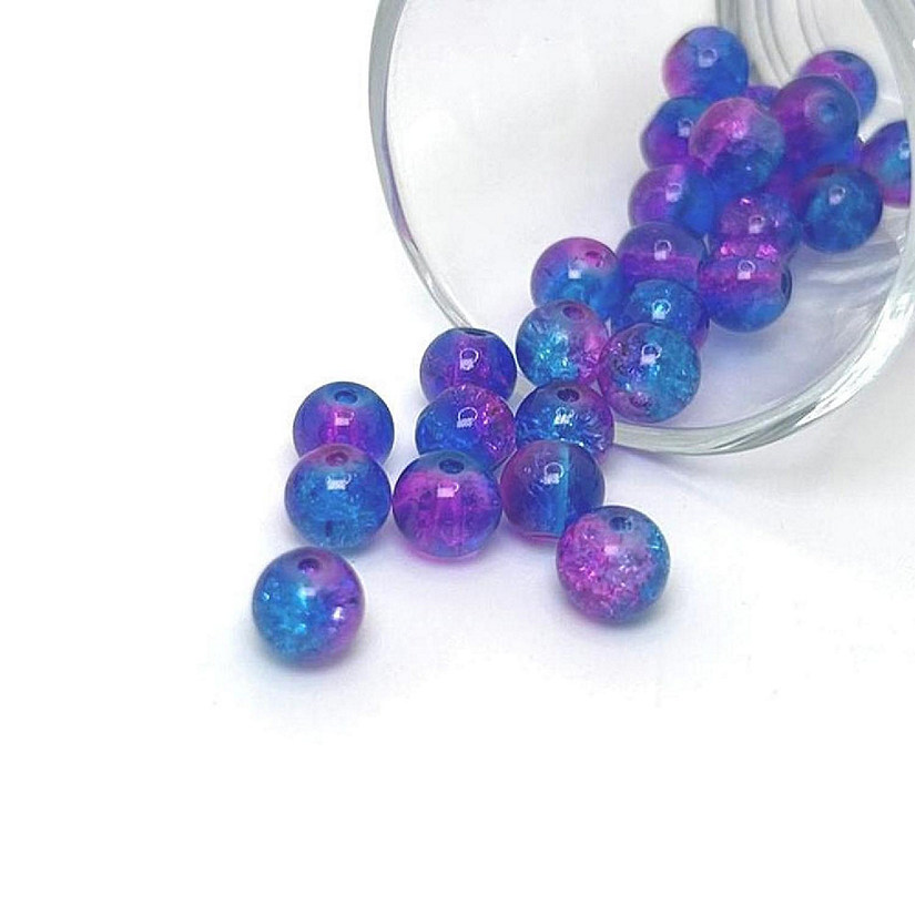 100pcs 8mm Purple Blue Crackle Beads Image