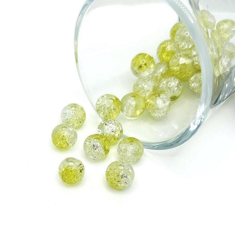 100pcs 8mm Yellow Crackle Glass Beads Image