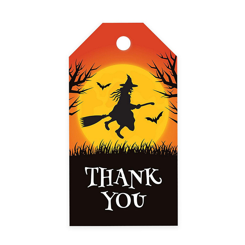 100PCS Witch on Broom Halloween Gift Tag Image