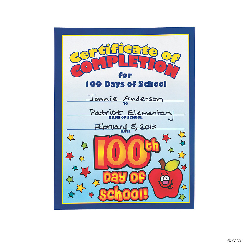 100th Day of School Certificates Image