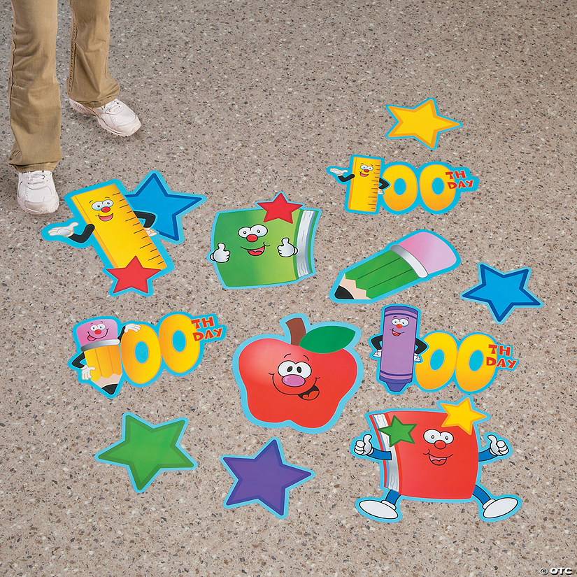 100th Day of School Floor Clings - 12 Pc. Image