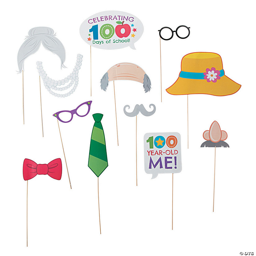 100th Day of School Photo Stick Props - 12 Pc. Image