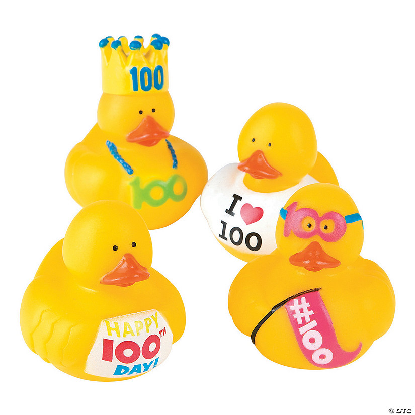100th Day of School Rubber Ducks - 12 Pc. Image