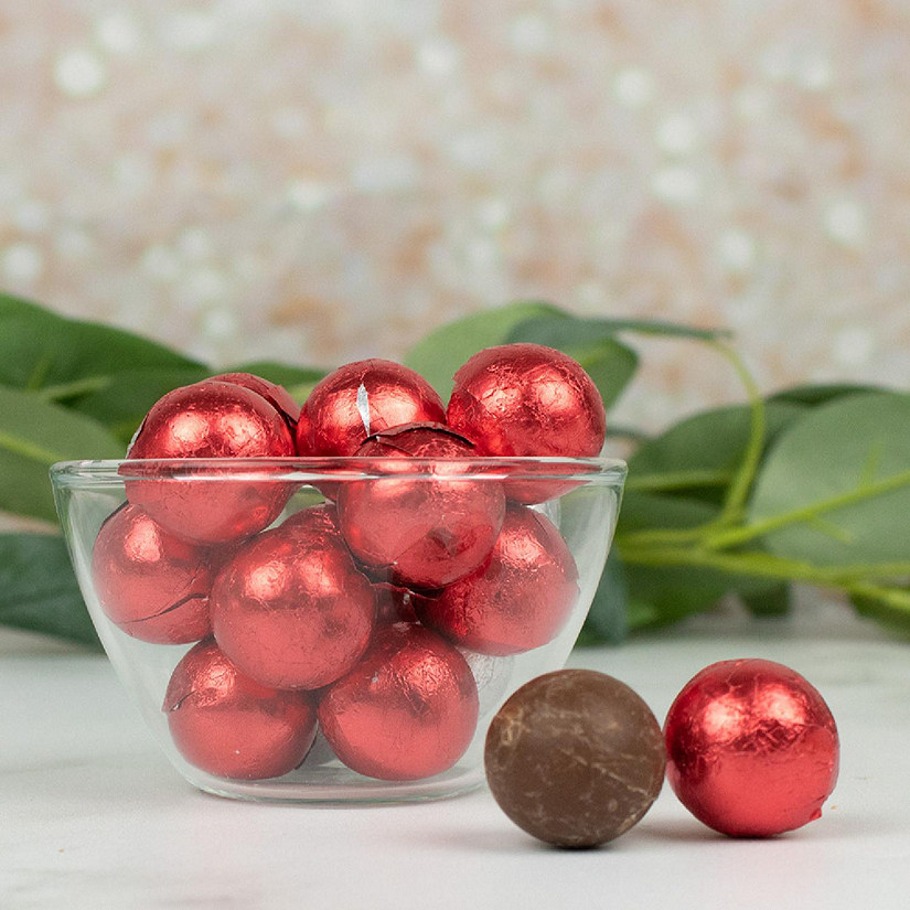 102 Pcs Red Candy Foil Wrapped Chocolate Balls (1.5 lbs) Image
