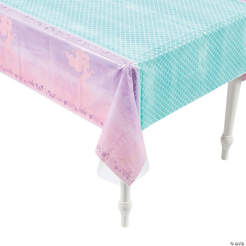 102" x 54" Mermaid Sparkle Plastic Tablecloth Image