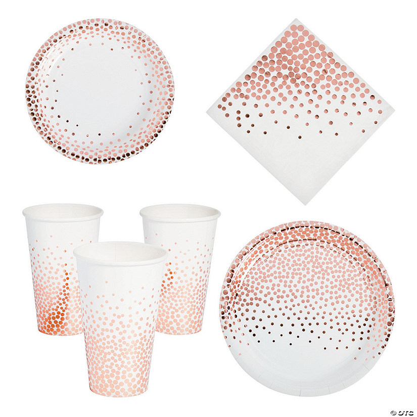 104 Pc. Rose Gold Dot Tableware Kit for 24 Guests Image