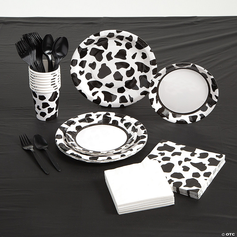 107 Pc. Cow Print Party Tableware Kit for 8 Guests Image