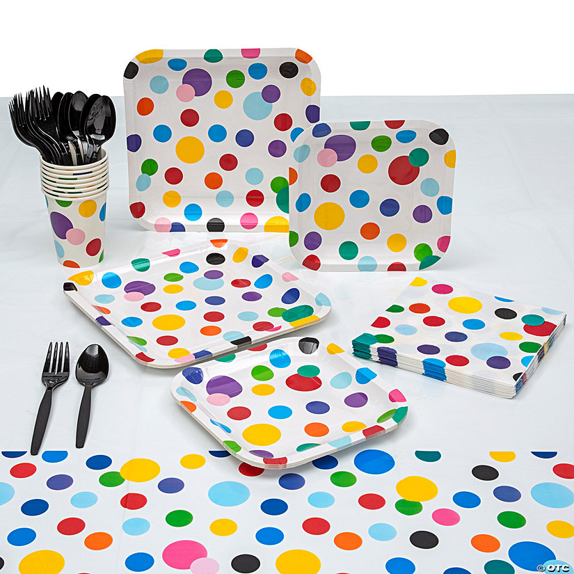 107 Pc. Polka Dot Tableware Kit for 8 Guests Image