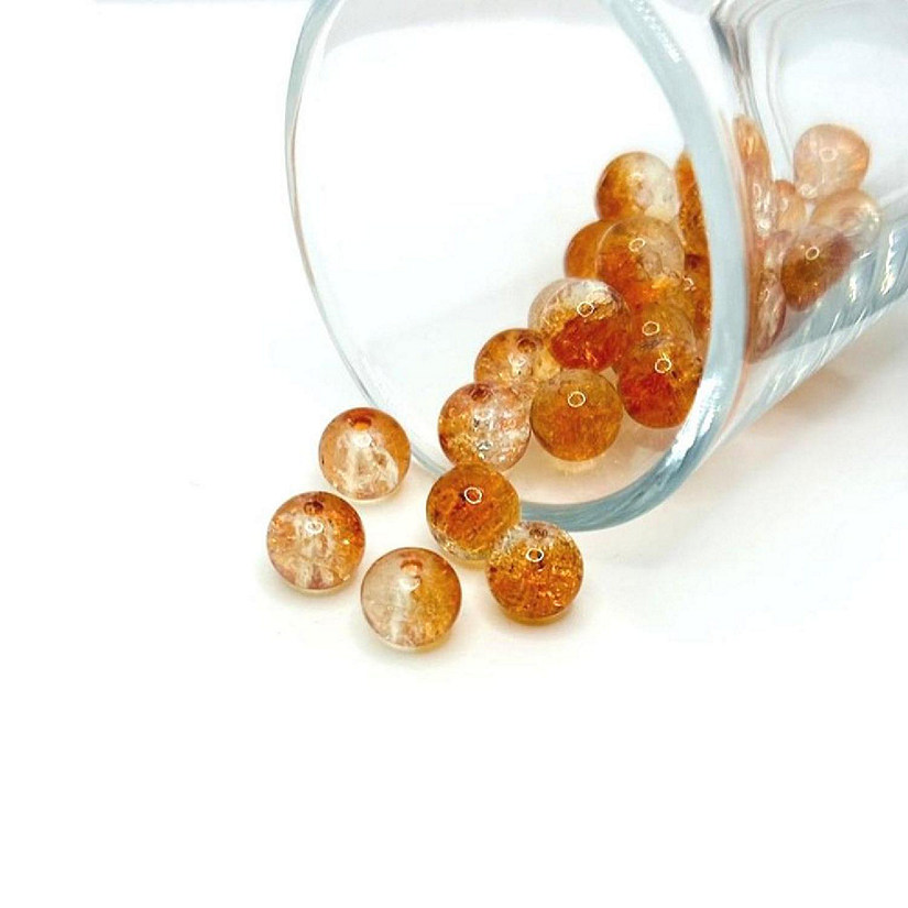 107 Pcs 8mm Orange Crackle Beads Image