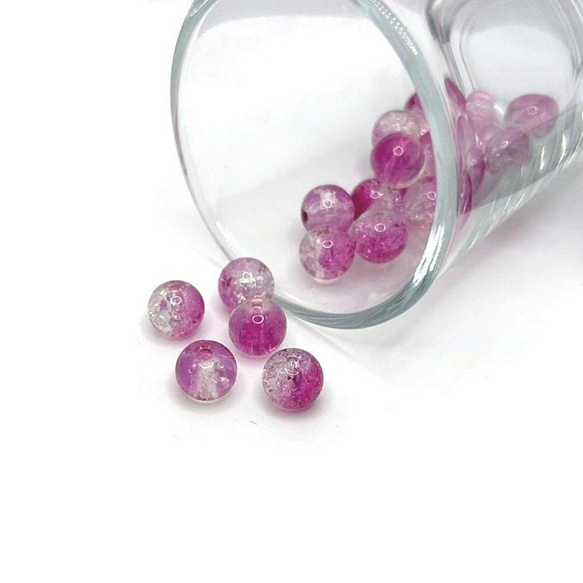 107 Pcs 8mm Pink Crackle Beads Image