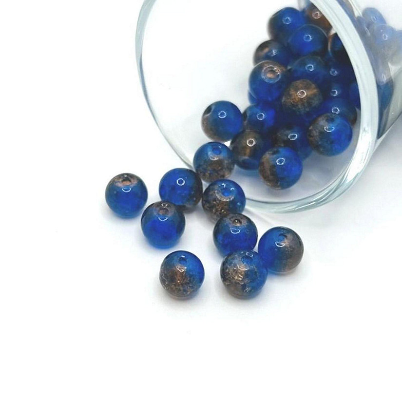108 pcs 8mm Blue Brown Glass Beads Image