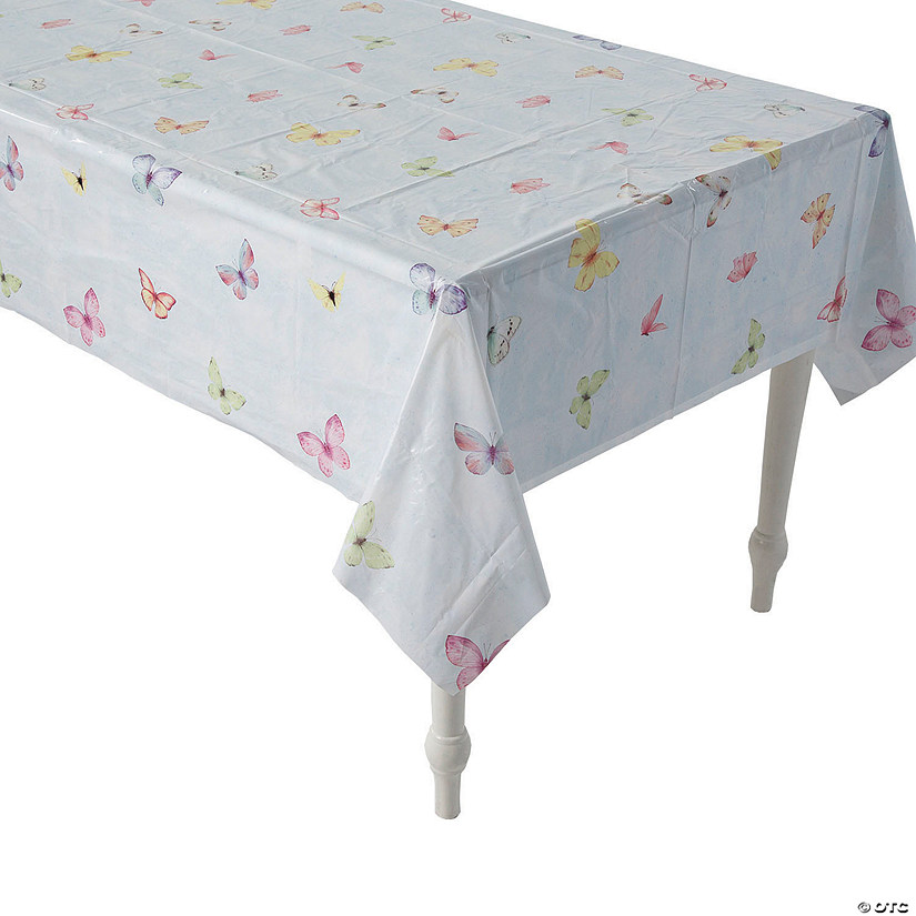 108" x 54" Butterfly Party Rectangle Disposable Plastic Tablecloth Image