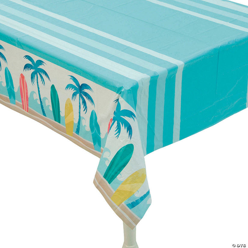 108" x 54" Surf Party Rectangle Disposable Plastic Tablecloth Image