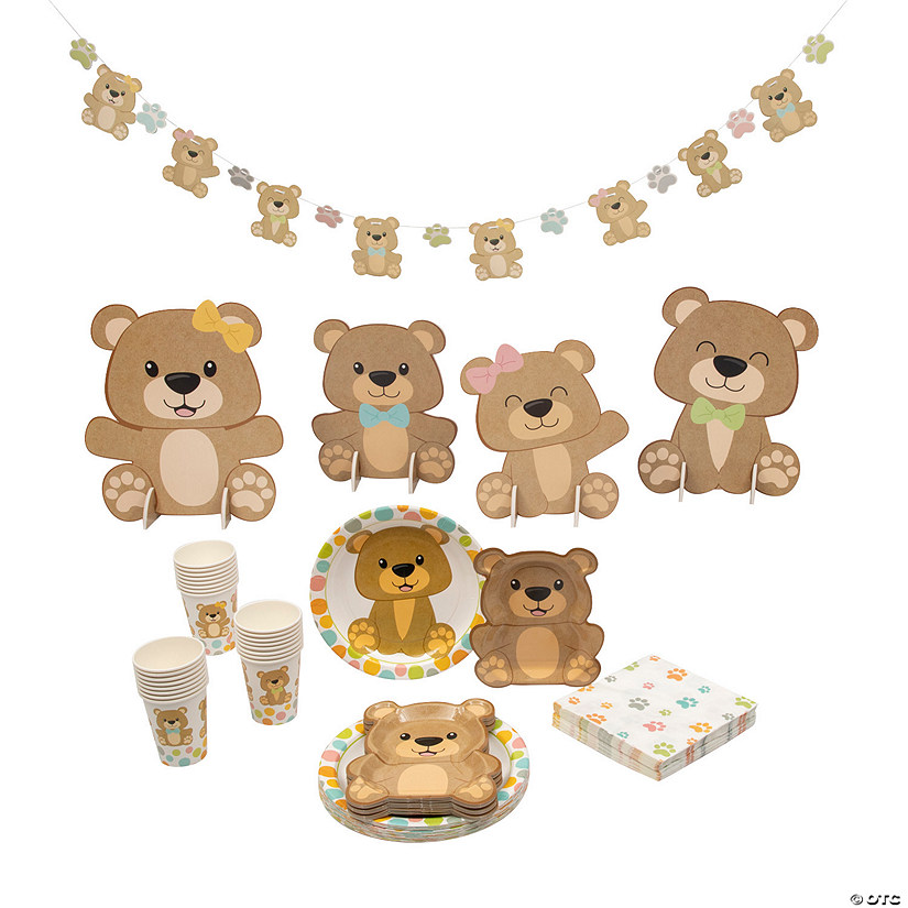 109 Pc. Teddy Bear Party Tableware Kit for 24 Guests Image