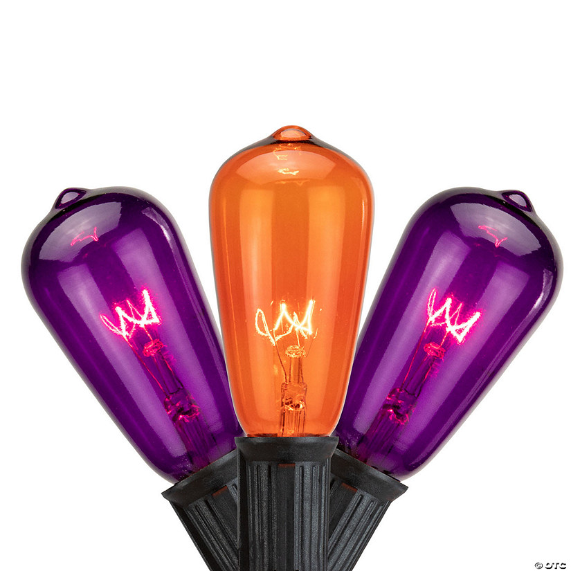 10ct Purple and Orange Edison E17 Halloween Light Set  9ft Black Wire Image