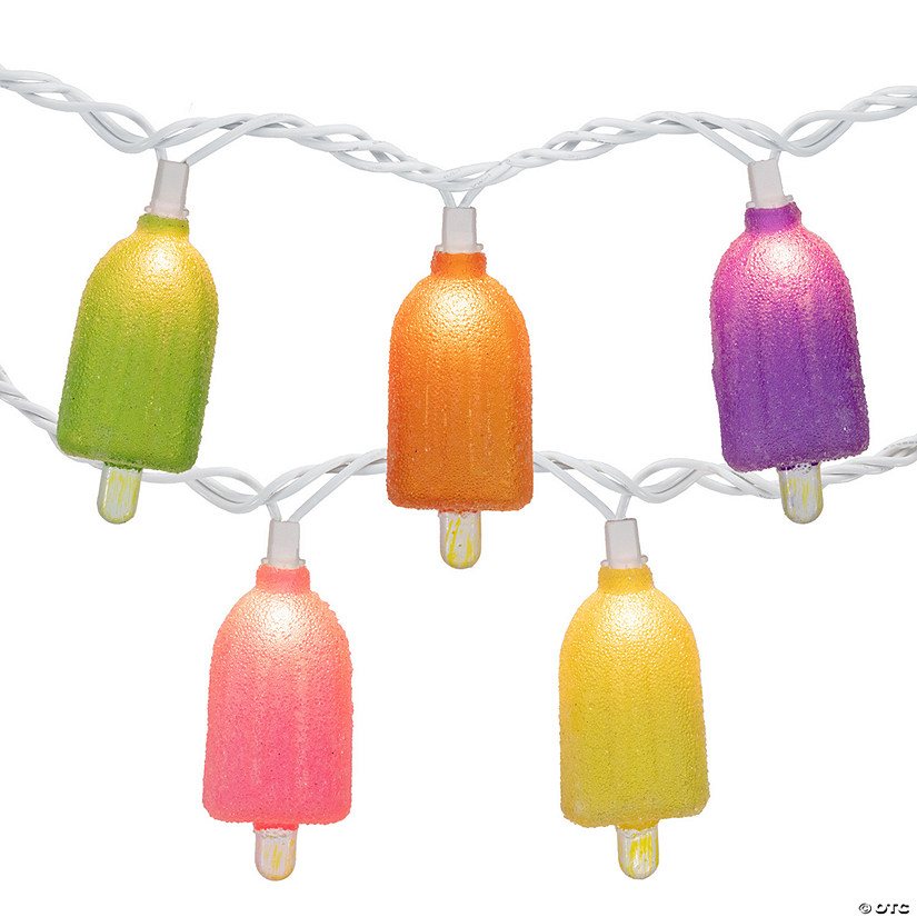 10ct Sugared Ice Pop Outdoor Patio String Light Set  7.25ft White Wire Image