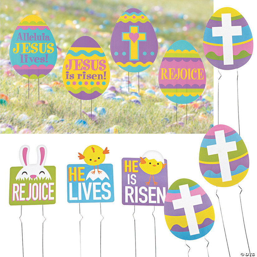 11 1/2" - 24" He Lives Easter Yard Sign Kit &#8211; 10 Pc. Image