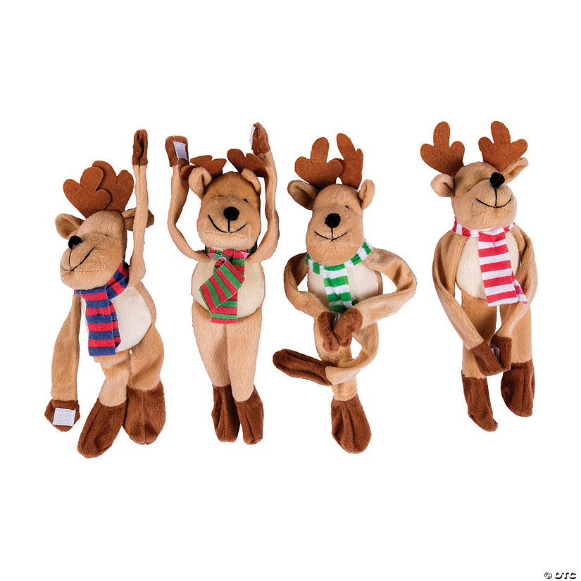 11 1/2" Bulk 72 Pc. Classic Long Arm Stuffed Reindeer with Scarves Image