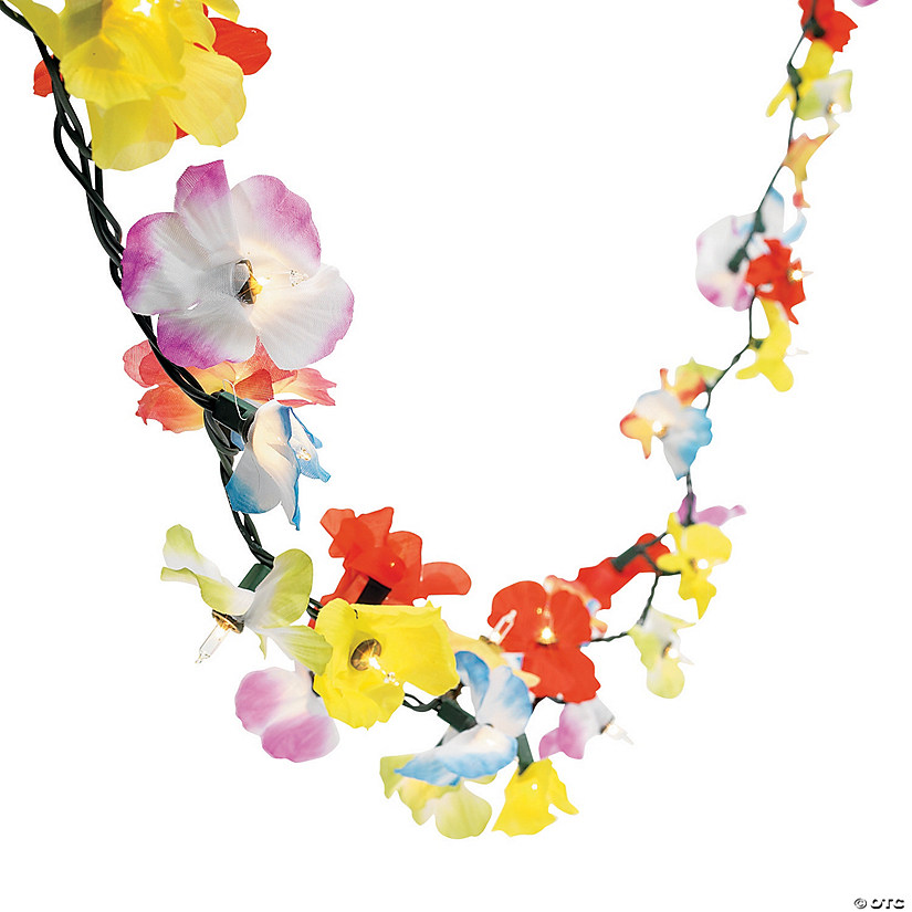 11 1/2 Ft. Tropical Polyester Flower Lei Garland String Lights Image