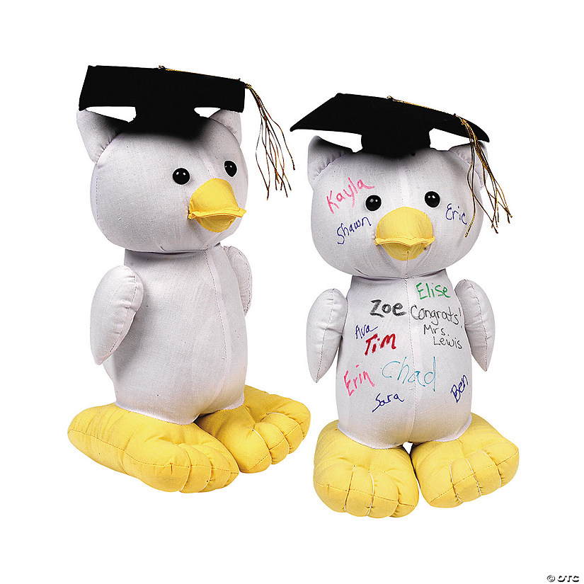 11 1/2" Graduation Autograph White Stuffed Owl with Cap Image