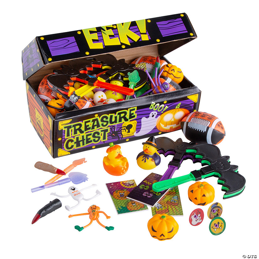 11 1/2" x 13 1/2" Bulk 50 Pc. Deluxe Halloween Treasure Chest Toy Assortment Image