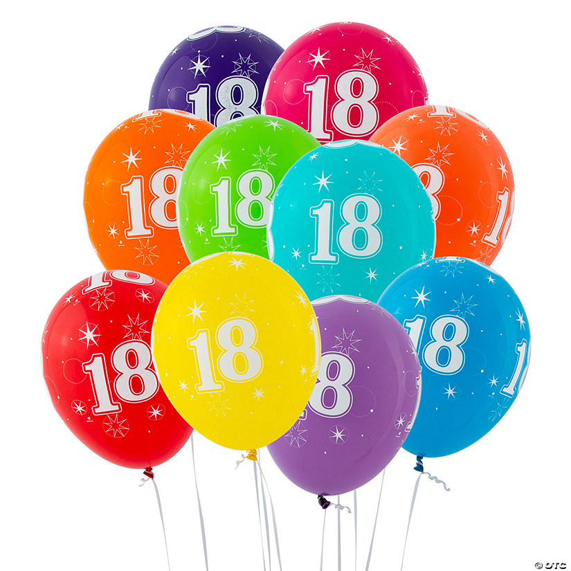 11" 18th Birthday Sparkle Latex Balloon Assortment &#8211; 6 Pc. Image