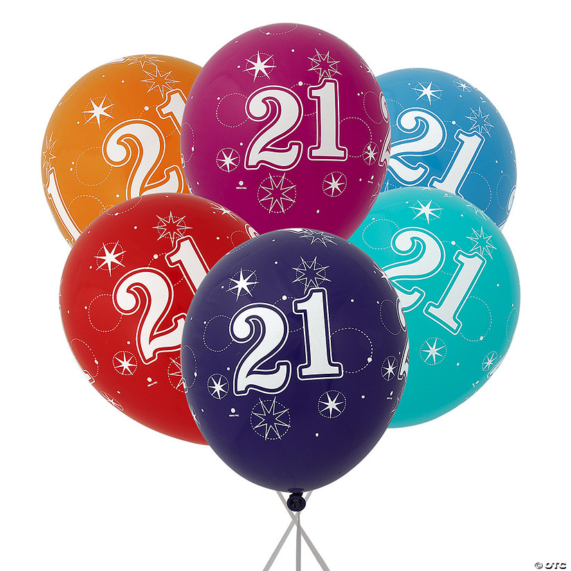 11" 21st Birthday Sparkle Latex Balloon Assortment &#8211; 6 Pc. Image