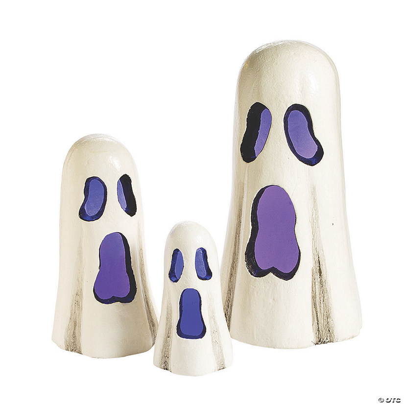 11" - 23" Flashing Light-Up Ghost Halloween Decorations - 3 Pc. Image