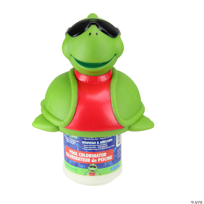 11.5" Green Turtle with Sunglasses Floating Pool Chlorine Dispenser Image