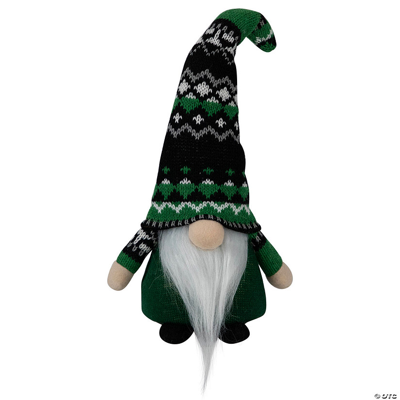 11.5" LED Lighted St. Patrick's Day Boy Gnome with Green Irish Fair Isle Hat Image