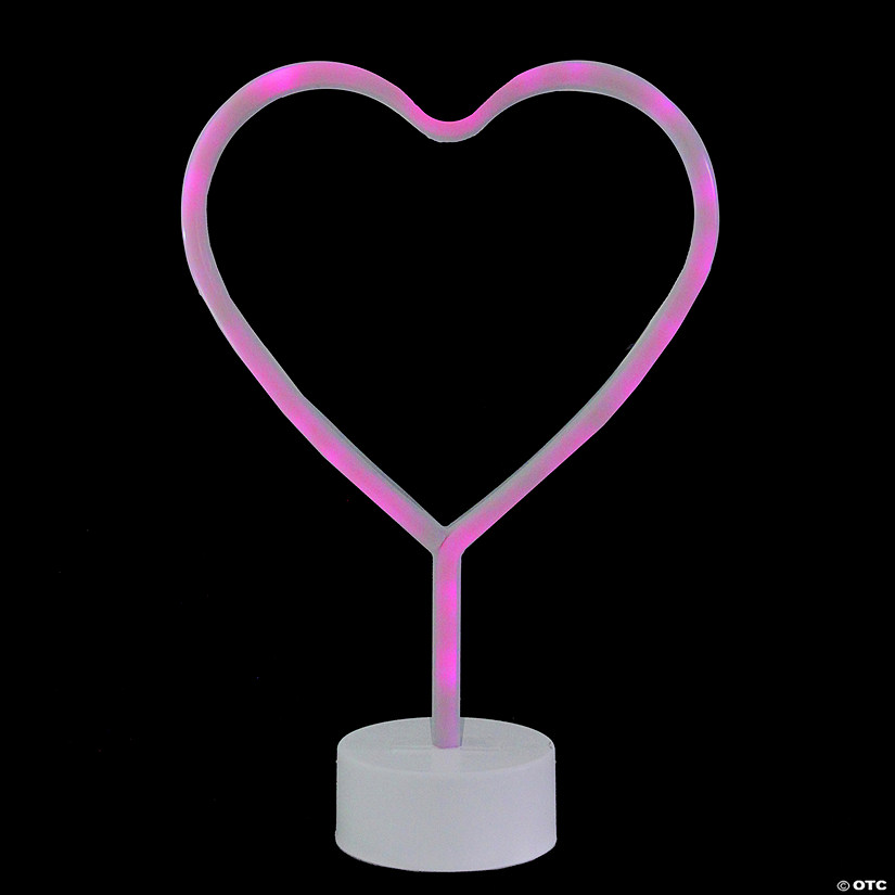 11.5" Pink Heart LED Neon Style Valentine's Day Table Sign Image