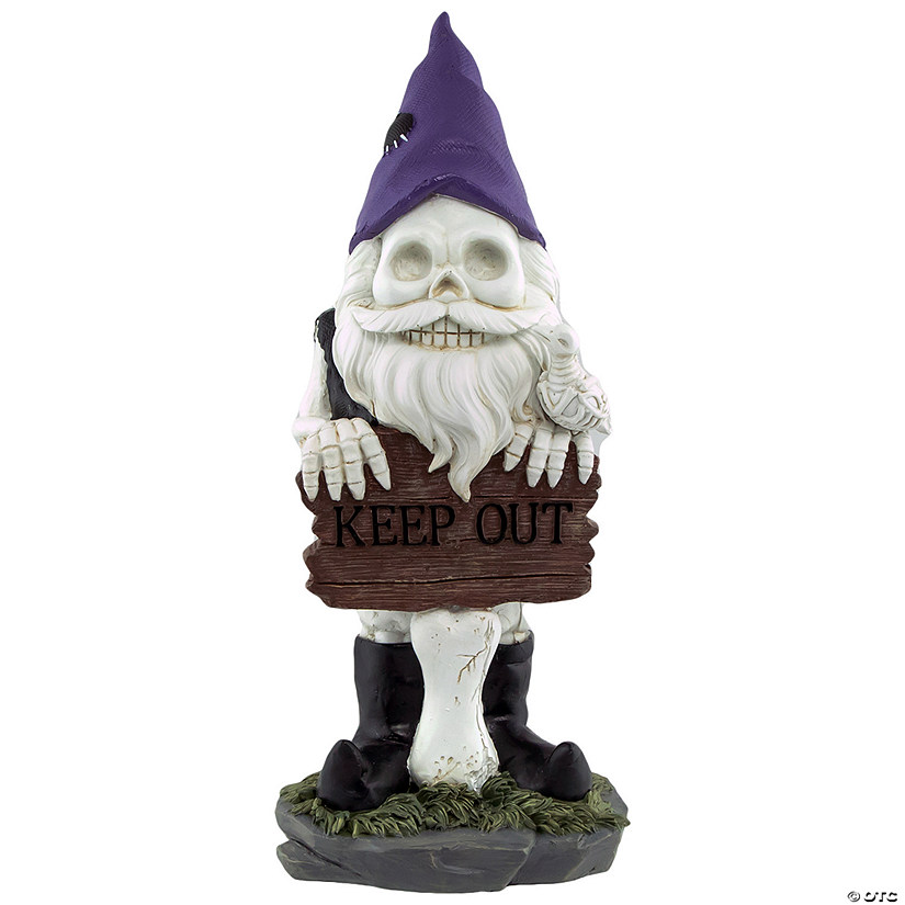 11.75" Gnome Skeleton "Keep Out" Halloween Decoration Image