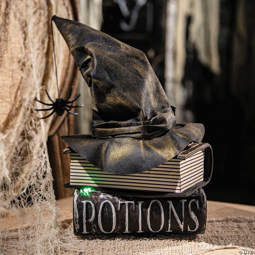 11" Animated Witch Hat Tabletop Halloween Decoration Image