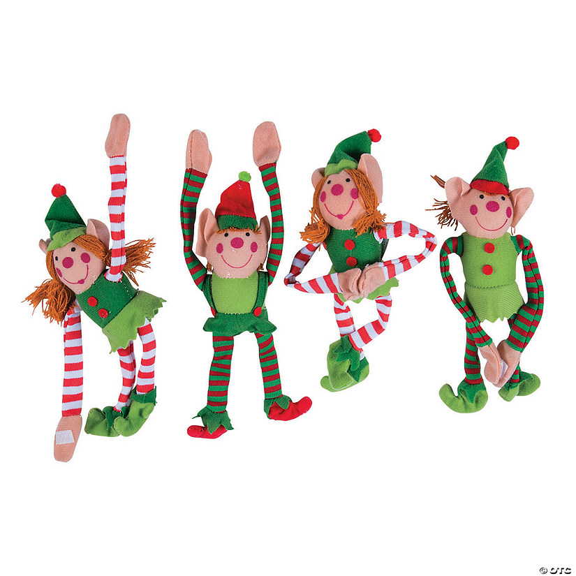 11" Bulk 72 Pc. Classic Long Arm Red & Green Stuffed Christmas Elves Image