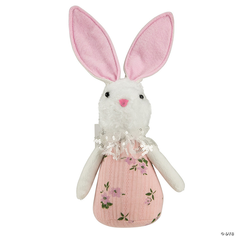 11" Pink Spring Floral Easter Bunny Figure Image
