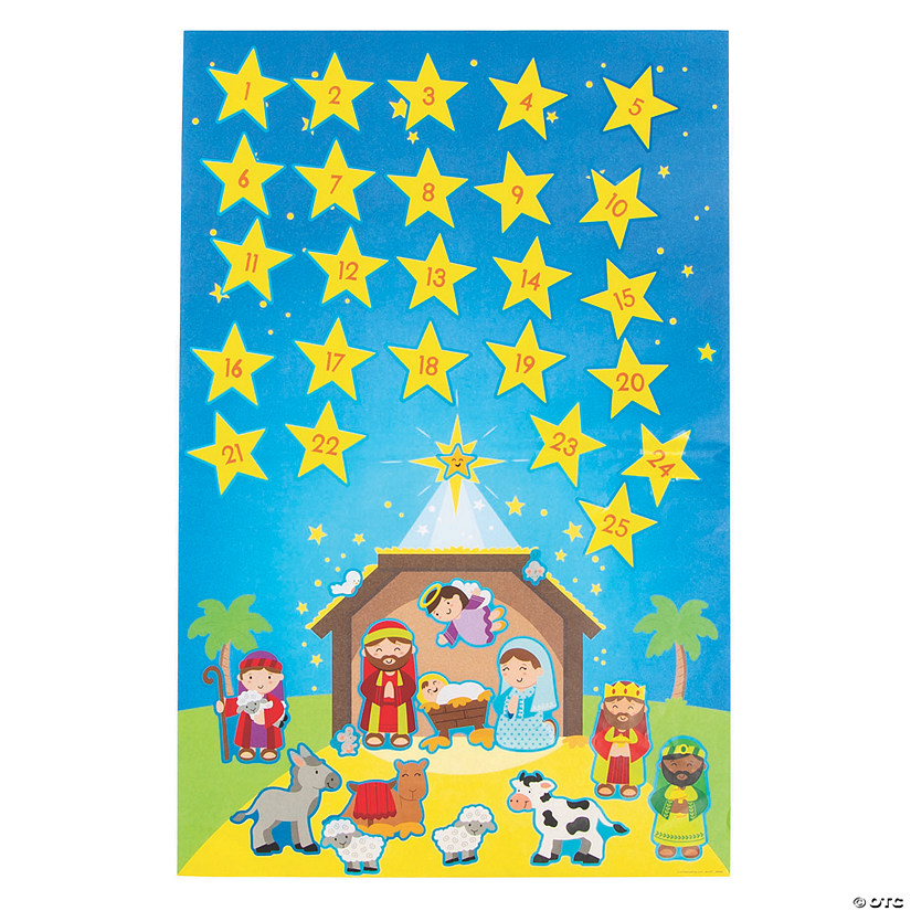 11&quot; x 17&quot; Nativity Advent Calendar Paper Sticker Scenes - 12 Pc. Image