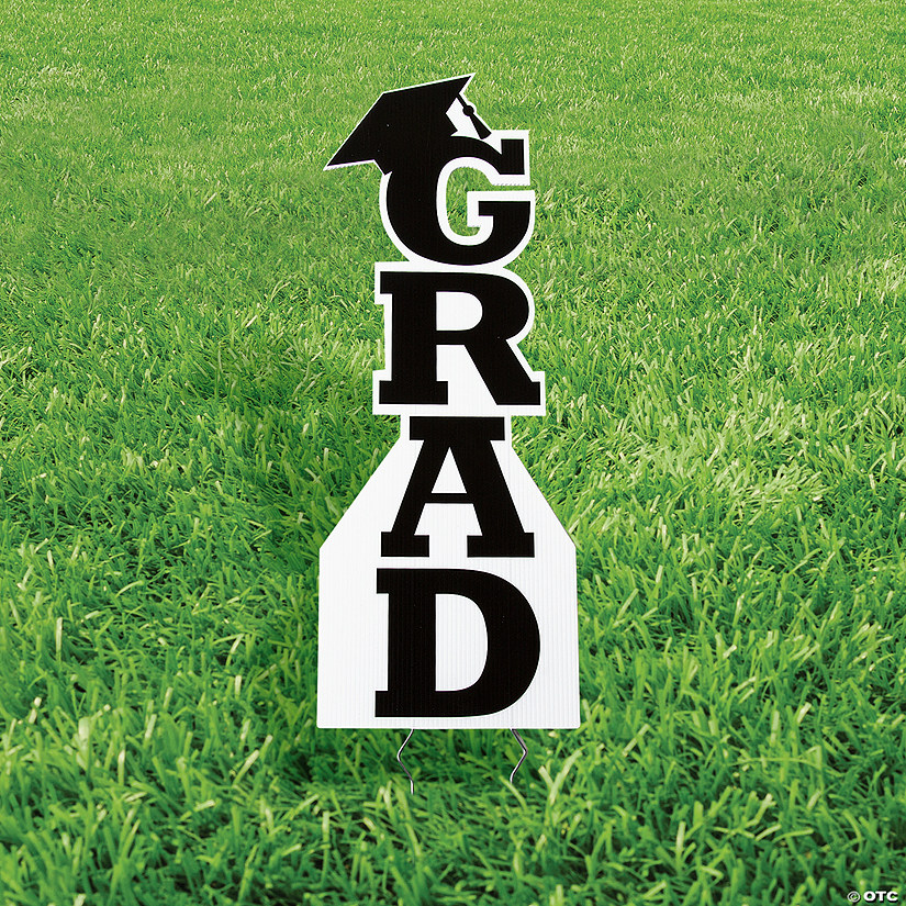 11" x 30" Black Grad Vertical Yard Sign Image