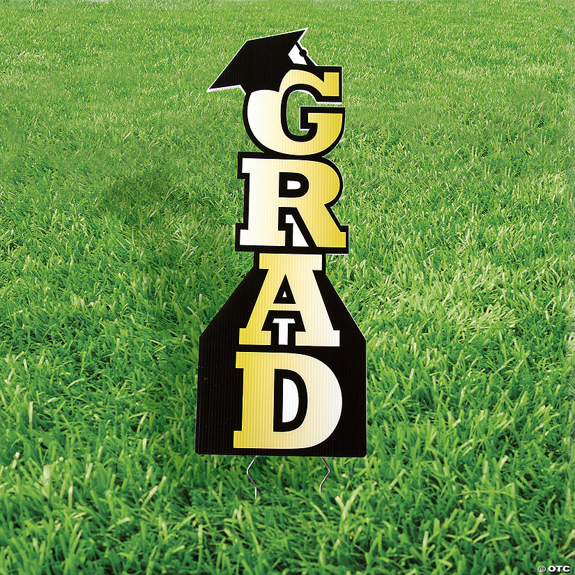 11" x 30" Gold Grad Vertical Yard Sign Image